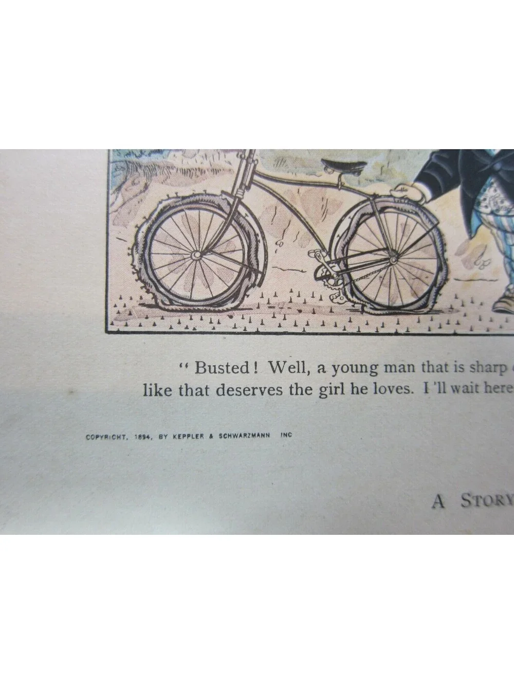 Antique 1894 Puck Magazine Bicycle Cartoon 